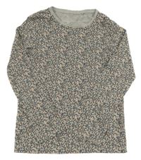 Šedé melírované triko s leopardím vzorem Next