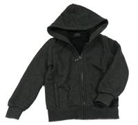 Antracitová melírovaná prepínaci mikina s kapucňou