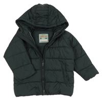 Antracitová prošívaná šusťáková zateplená bunda s kapucí Next