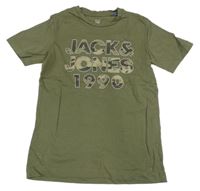 Khaki tričko s army nápisem Jack & Jones