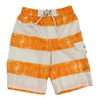 Oranžovo-biele pruhované šušťákové kraťasy s vreckom Dopodopo