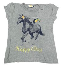 Sivé melírované tričko s koněm a tukanom Kids