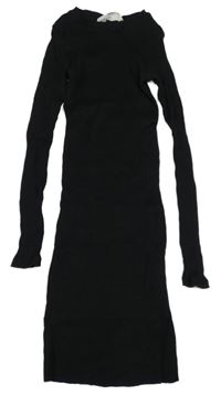 Čierne rebrované elastické šaty H&M