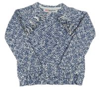 Modro-biely melírovaný trblietavý sveter s strapcemi Red Wagon