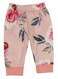 Svetloružové kvetované pyžamové nohavice