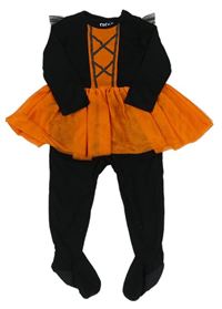 Kockovaným - Čierno-oranžový overal s tylovou sukní F&F