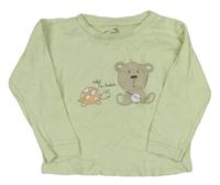 Pistáciové pyžamové triko s medvědem 
