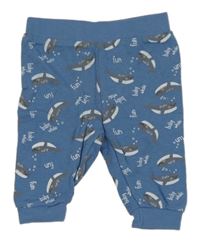 Modré ľahké tepláky s velrybami zn. Ergee