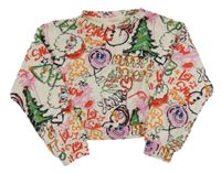 Smetanovo-farebná crop ľahká mikina s grafitty Next