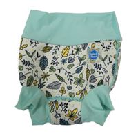 Bílo-světlemodré neoprenové plavky s listy 