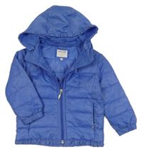 Modrá šusťáková lehce zateplená bunda s kapucí 