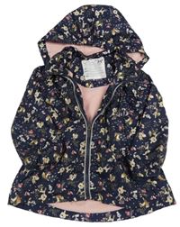 Tmavomodrá šušťáková jarná bunda so zvieratkami a kapucňou Dopodopo