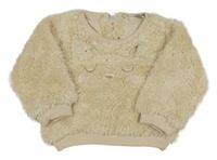 Smetanová kožešinová podšitá mikina s čumákem 