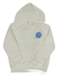 Biela mikina so smajlíkom a kapucňou