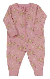 Růžový květovaný overal 