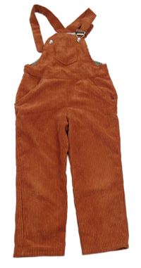 Hnědé laclové manšestráky s kapsou 