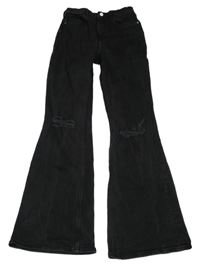 Černé flare rifle s dírami H&M