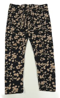 Černo-růžové květované legíny Next