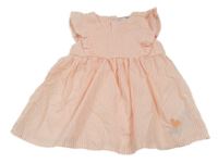 Bielo-oranžové pruhované šaty s volánikmi Ergee