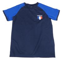 Tmavomodré športové funkčné futbalové tričko kiabi