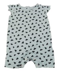 Světlemodrý kraťasový overal s černými srdíčky Lupilu