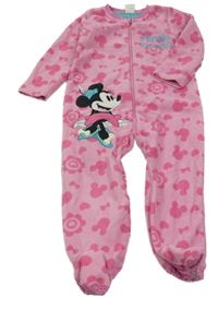 Růžový fleecový vzorovaný overal s Minnie Tu