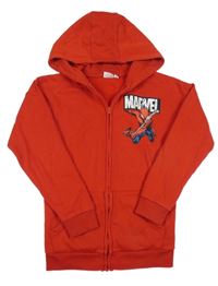 Červená propínací mikina se Spidermanem a kapucí Marvel