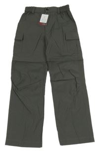 Nové - tmavošedé šusťákové outdoorové kalhoty s kapsami 