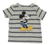 Sivo-modré pruhované tričko s Mickeym C&A