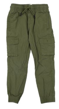 Khaki plátenné cuff nohavice s vreckami Denim Co.