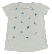 Biele tričko s hvězdami z flitrů C&A