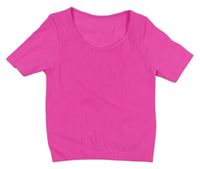 Neónově ružové rebrované športové crop tričko St. Bernard