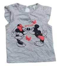 Sivé melírované tričko s Minnie a Mickeym Disney