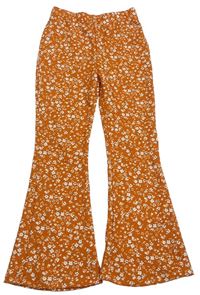 Hnedé kvetované flare nohavice Matalan