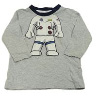 Světlešedé melírované triko - kosmonaut Tchibo