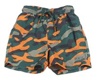 Zeleno-oranžovo-béžové army plážové kraťasy George