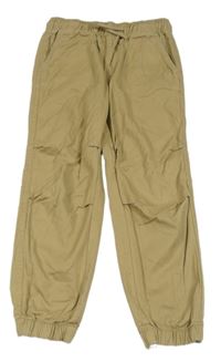 Pískové plátěné cuff kalhoty H&M