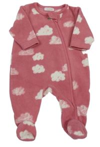 Růžový fleecový overal s mraky Next
