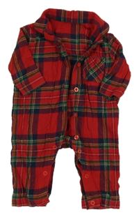 Červeno-tmavomodro-zelený kockovaný overal Matalan