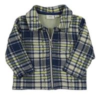 Tmavomodro-zeleno-smotanová kockovaná košeľová bunda River Island