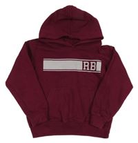 Vínová mikina s pruhom a písmeny a kapucňou