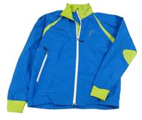 Modro-zelená šusťáková funkční bunda s písmenem 