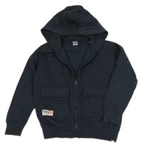 Tmavomodrá propínací mikina s nášivkou a kapucí Little kids