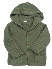 Khaki propínací svetr s kapucí Next