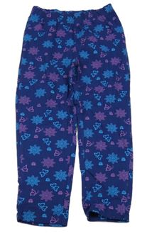 Tmavomodro-fialové kvetované crop legíny s motýlikmi bpc