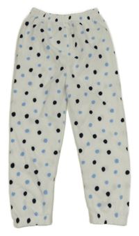 Bielo-modré bodkovaná é fleecové pyžamové nohavice