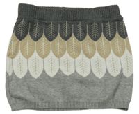 Sivo-bielo-béžová úpletová sukňa s listami H&M