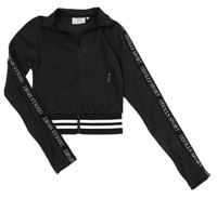 Čierna prepínaci crop športová mikina s nápismi