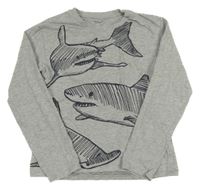 Sivé tričko so žralokmi Vertbaudet