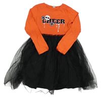 Červeno-černé šaty s nápisem a tylovou sukní Tu